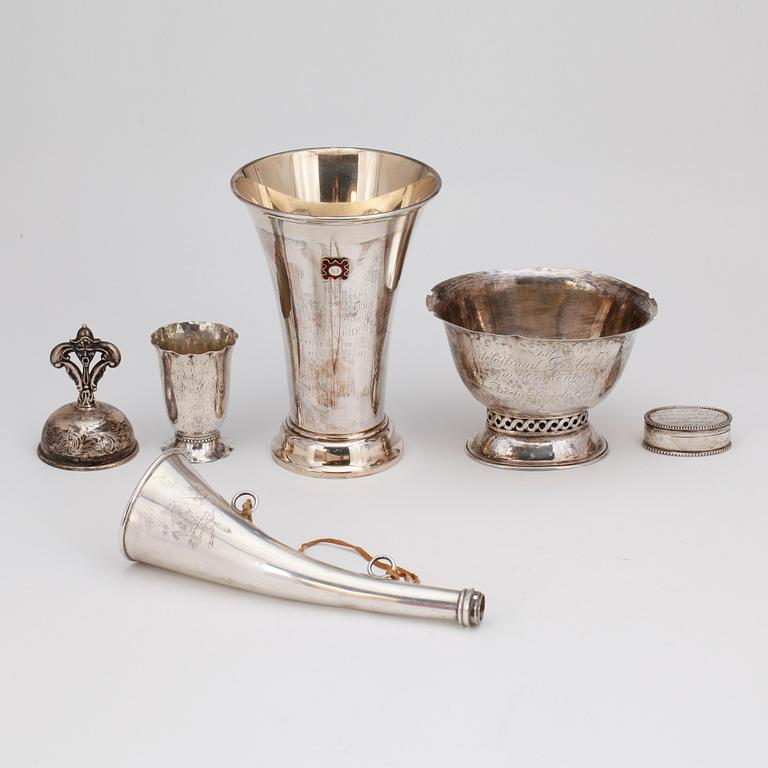 PARTI SILVER, 7st delar, bl.a C.G Hallberg, Stockholm, 1924. Totalvikt ca 600 g.