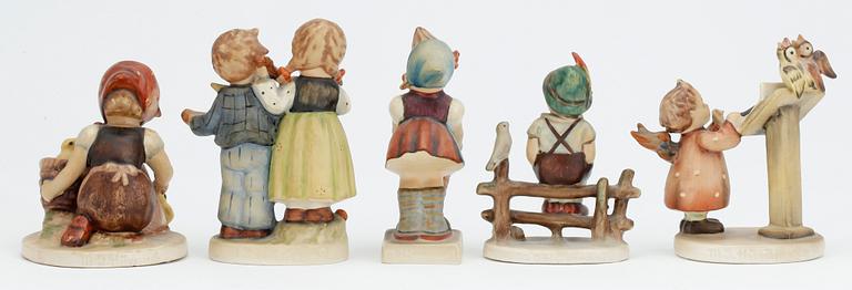 FIGURINER, 5 st, porslin, MJ Hummel, Goebel, 1900-tal.