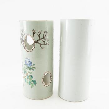 Brush pots 2 pcs China 20th century porcelain.
