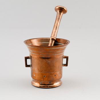 MORTEL MED STÖT, mässing, 1800-tal.
