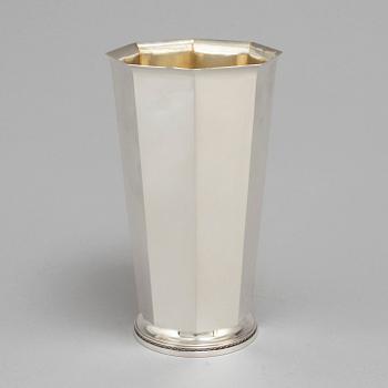 A parcel gilt sterling silver vase by Atelier Borgila, Stockholm 1950.