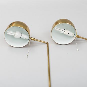 A pair of bergboms brass wall lamps, second half of the 20th century.