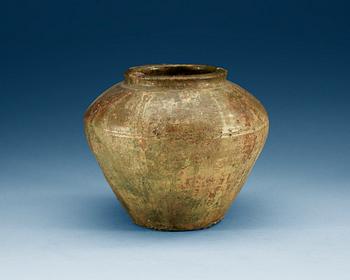 A green glazed potted jar,  Han dynasty (206 BC - 220 AD).