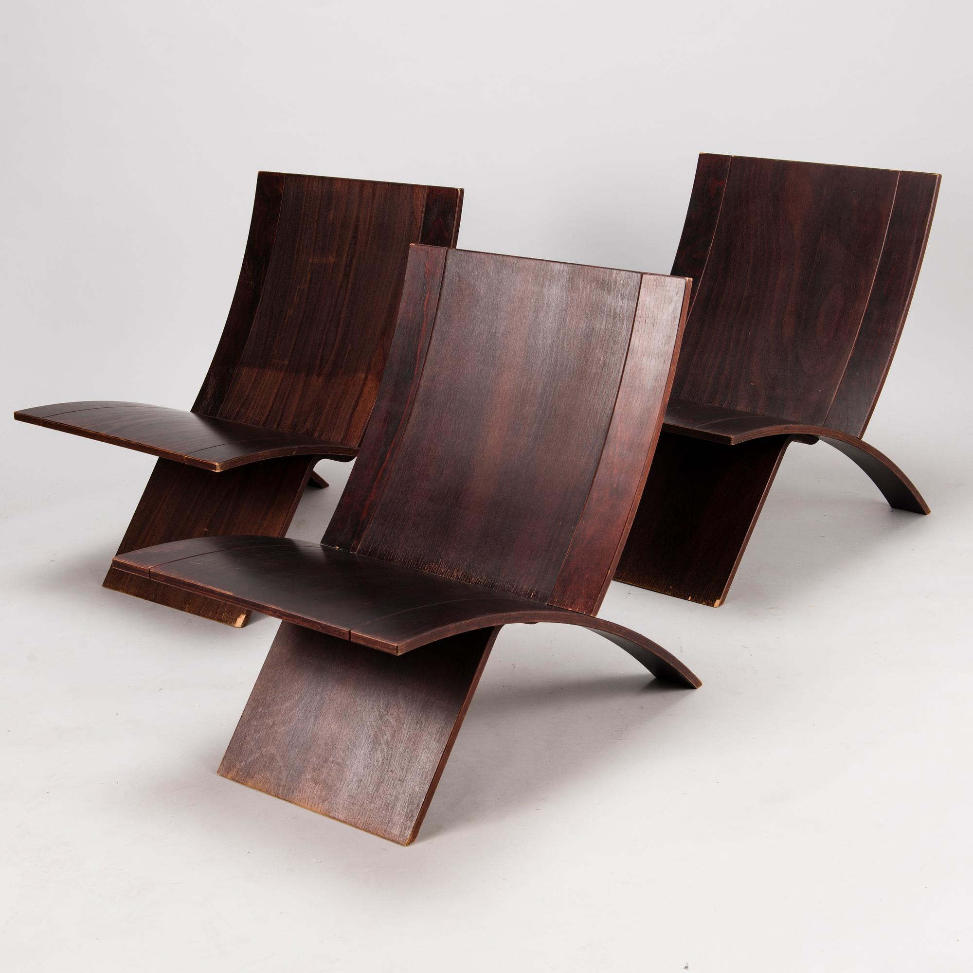 JENS NIELSEN, STOLAR, 3 st, "Lounge chair Laminex", Westnofa. Modellen formgiven 1966.