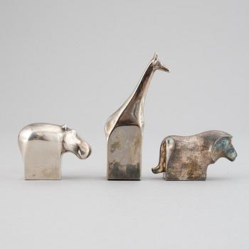 Three silver plated zinc figurines, Dansk Designs, Japan, including Gunnar Cyrén.