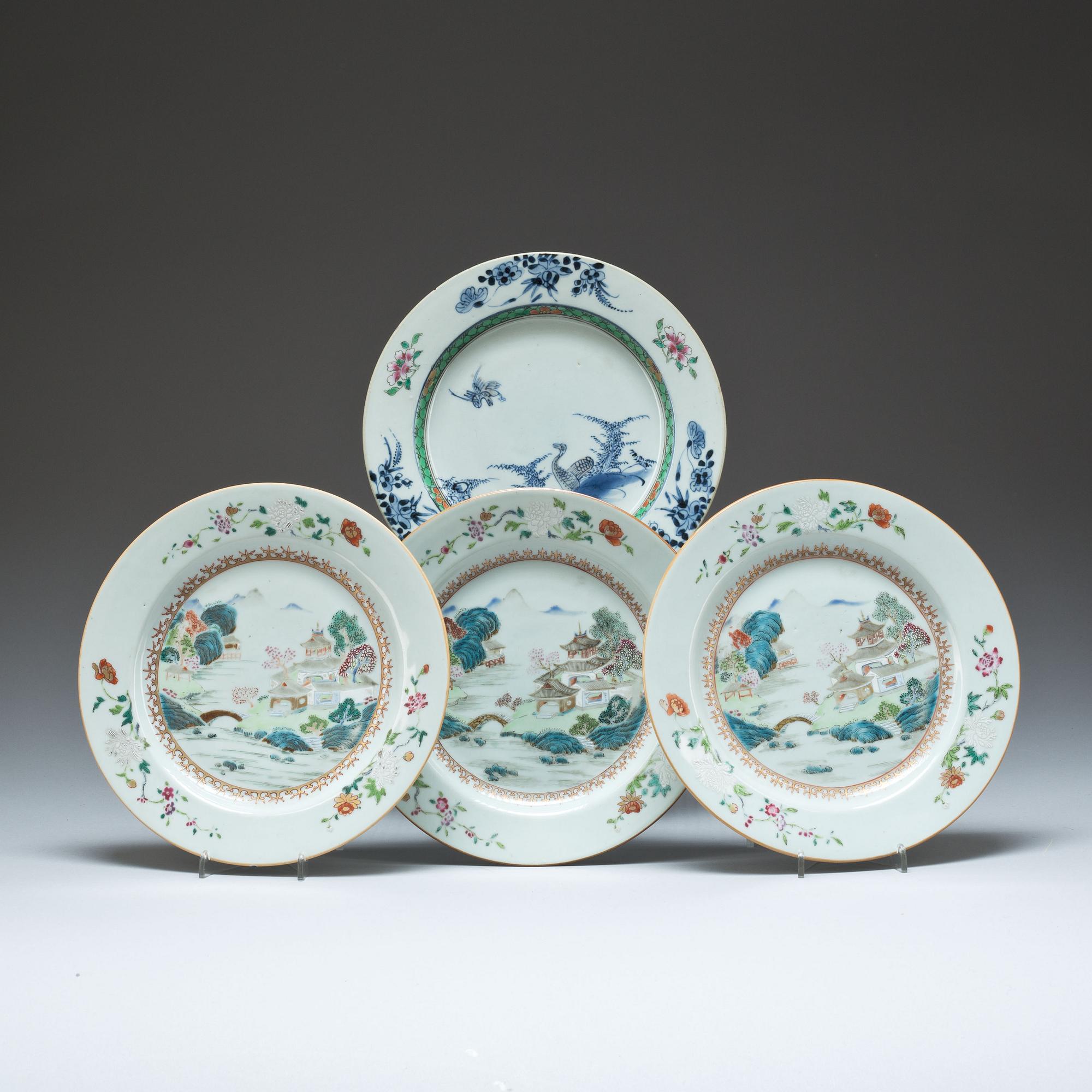 TALLRIKAR, porslin, 3+1 st, Kina, Qianlong, (1736-1796).