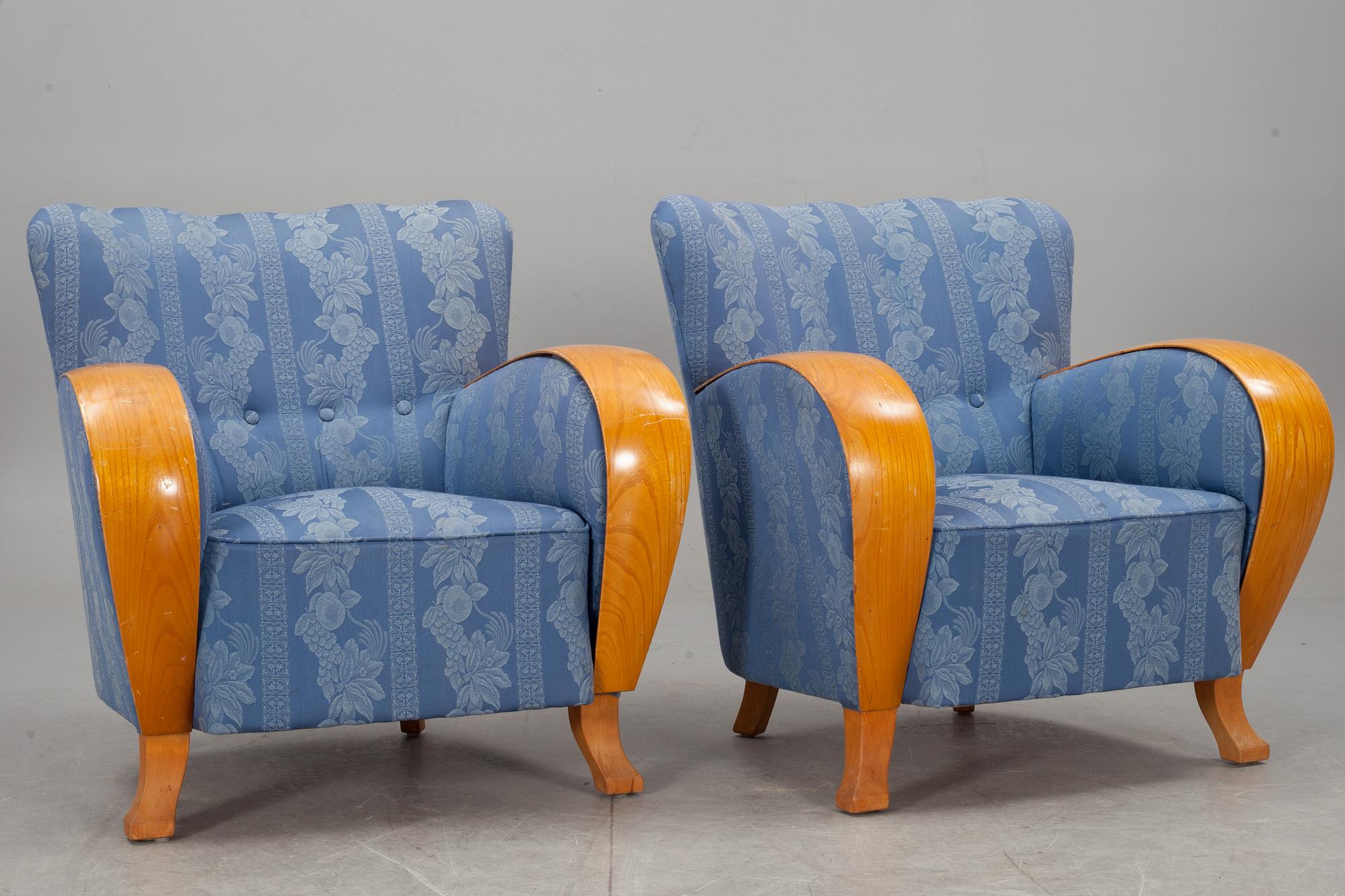 FÅTÖLJER, ett par, Art deco, 1900-talets första hälft.