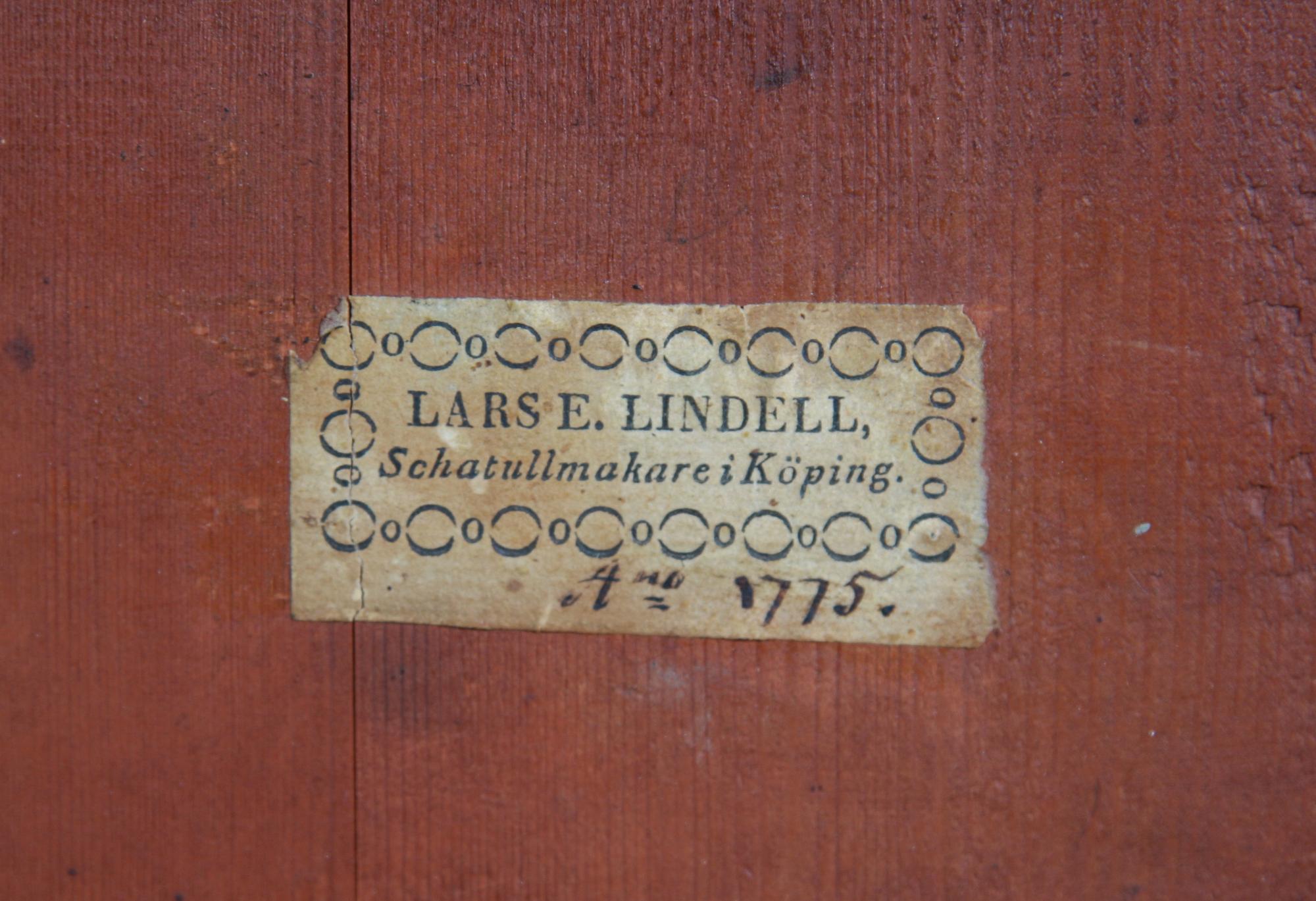 FÄLLBORD, Lars E Lindell, etikettsign, 1775.