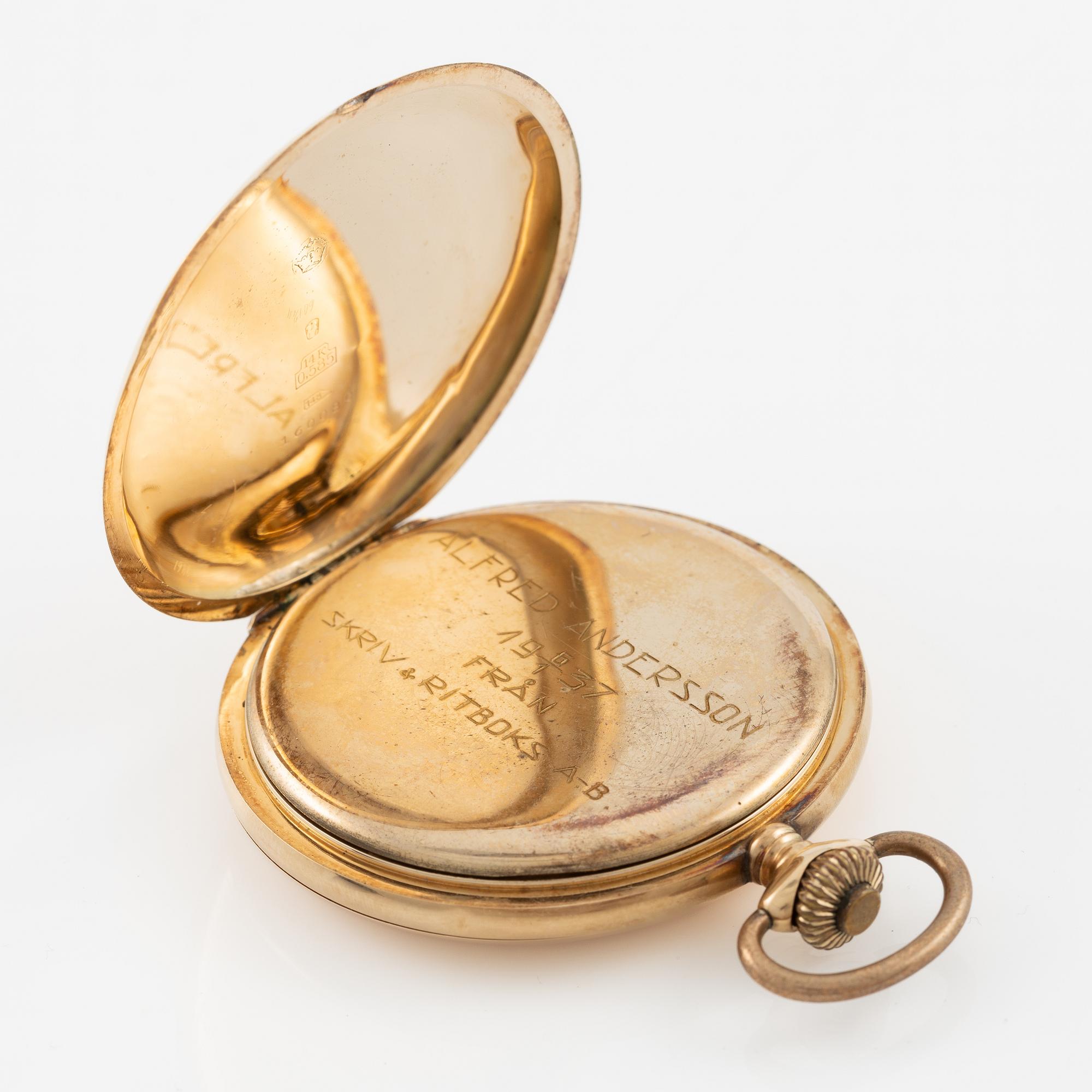 Pocket watch, 14K gold, hunter, Andreas Svensson Malmö, Boliden Gold, 50.5 mm.