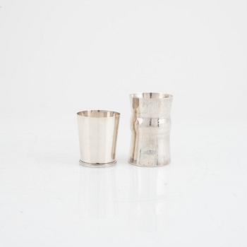 Two sterling silver beakers and a silver bowl, mark of CFG, WiWen Nilsson and Löfman, 20th century Sweden.