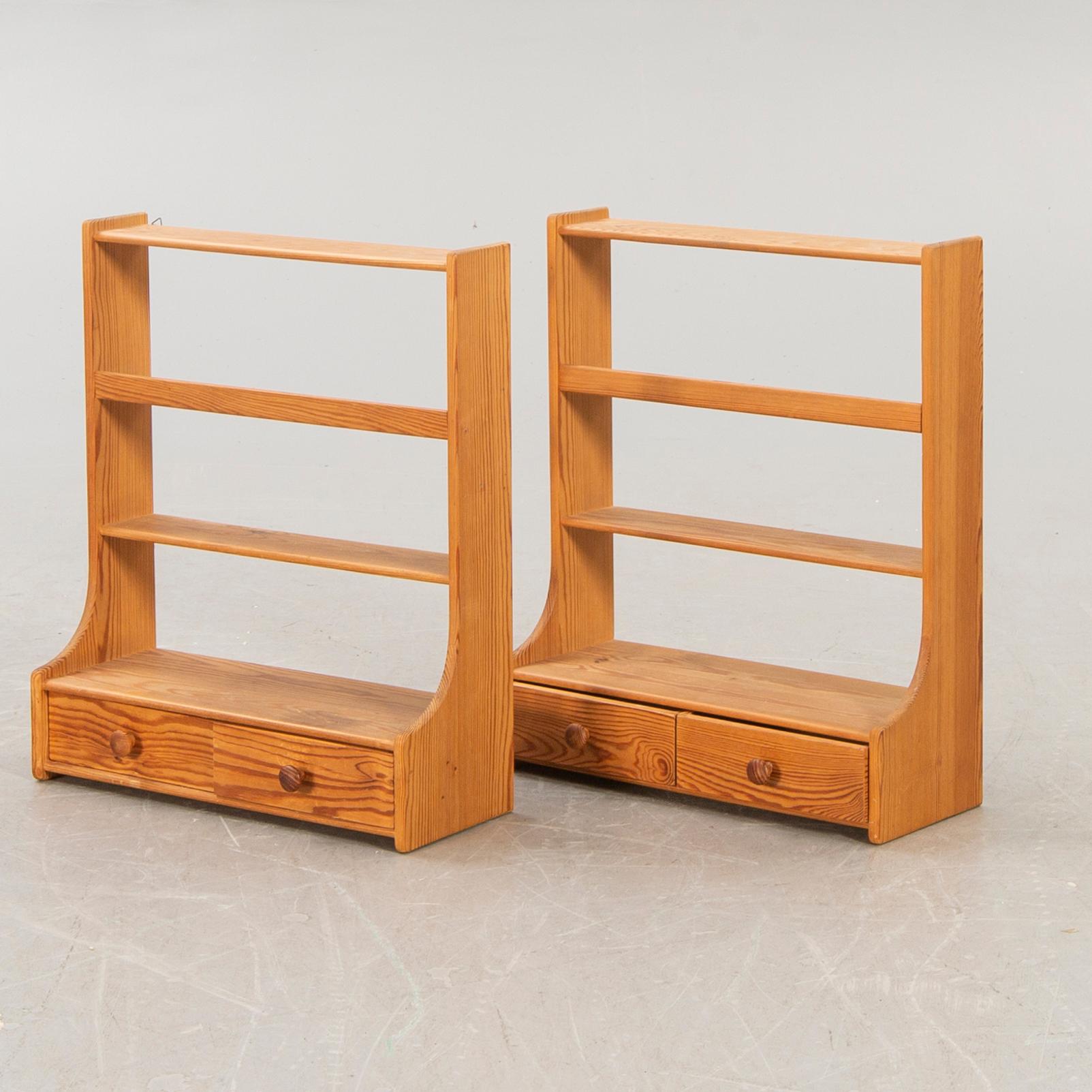 A pair of 1950s pine wall shelves possibly Carl Malmsten.