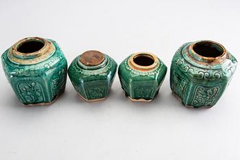 A set of four Chinese 19th century eartheware urns.