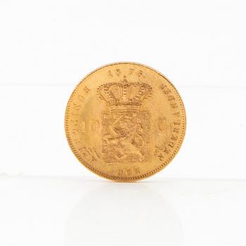 Gold coin 10 guilders 1875 Netherlands Willem III.