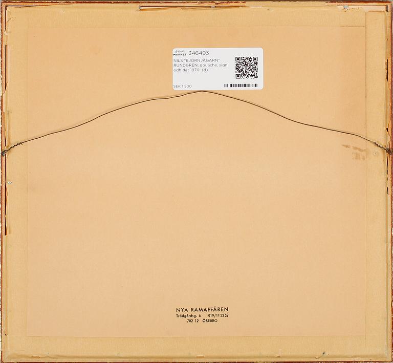 NILS "BJÖRNJÄGARN" RUNDGREN, gouache, sign och dat 1970.