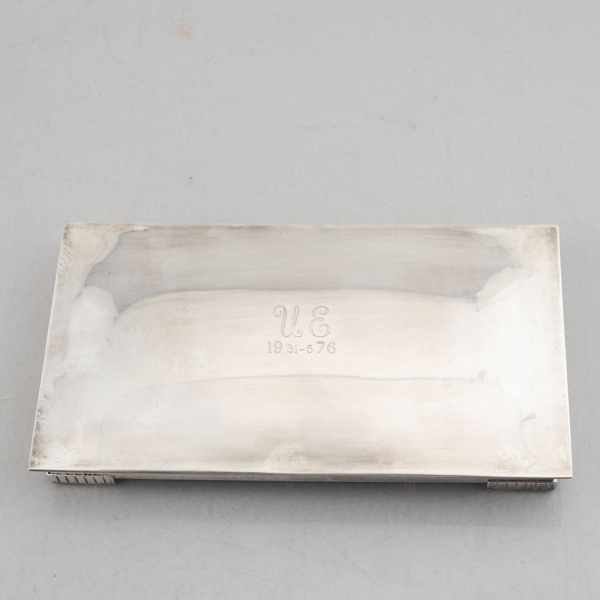 Tenn & Silver Ab, cigarettskrin, silver, Göteborg 1951.