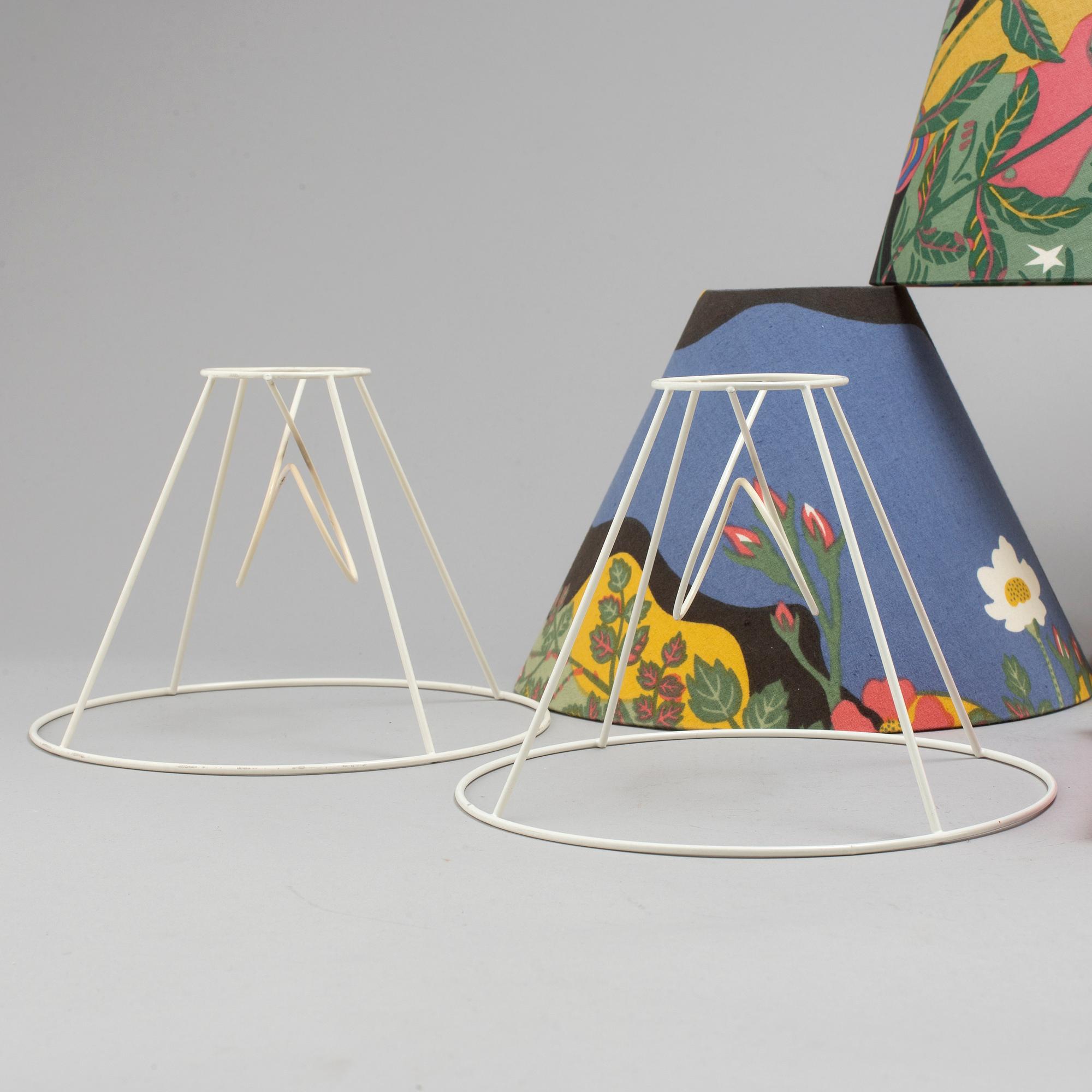 Josef Frank, FIRMA SVENSKT TENN, a set of 10 fabric lamp shades, including Josef Frank's "Anakreon".