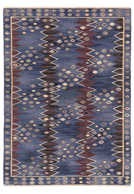 Barbro Nilsson, a carpet, 'Snäckorna' tapestry weave, approx. 273 x 193 cm, signed AB MMF BN.