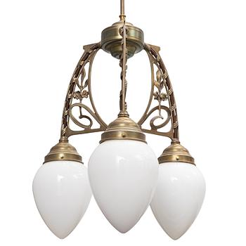 Ceiling lamp, D53, Art Nouveau style, circa 2000, Berliner Messinglampen, Germany.