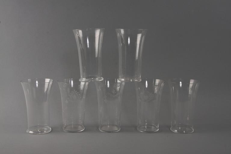 GROGGLAS, 3+4 st, glas, Edvard Hald, Orrefors, sign.