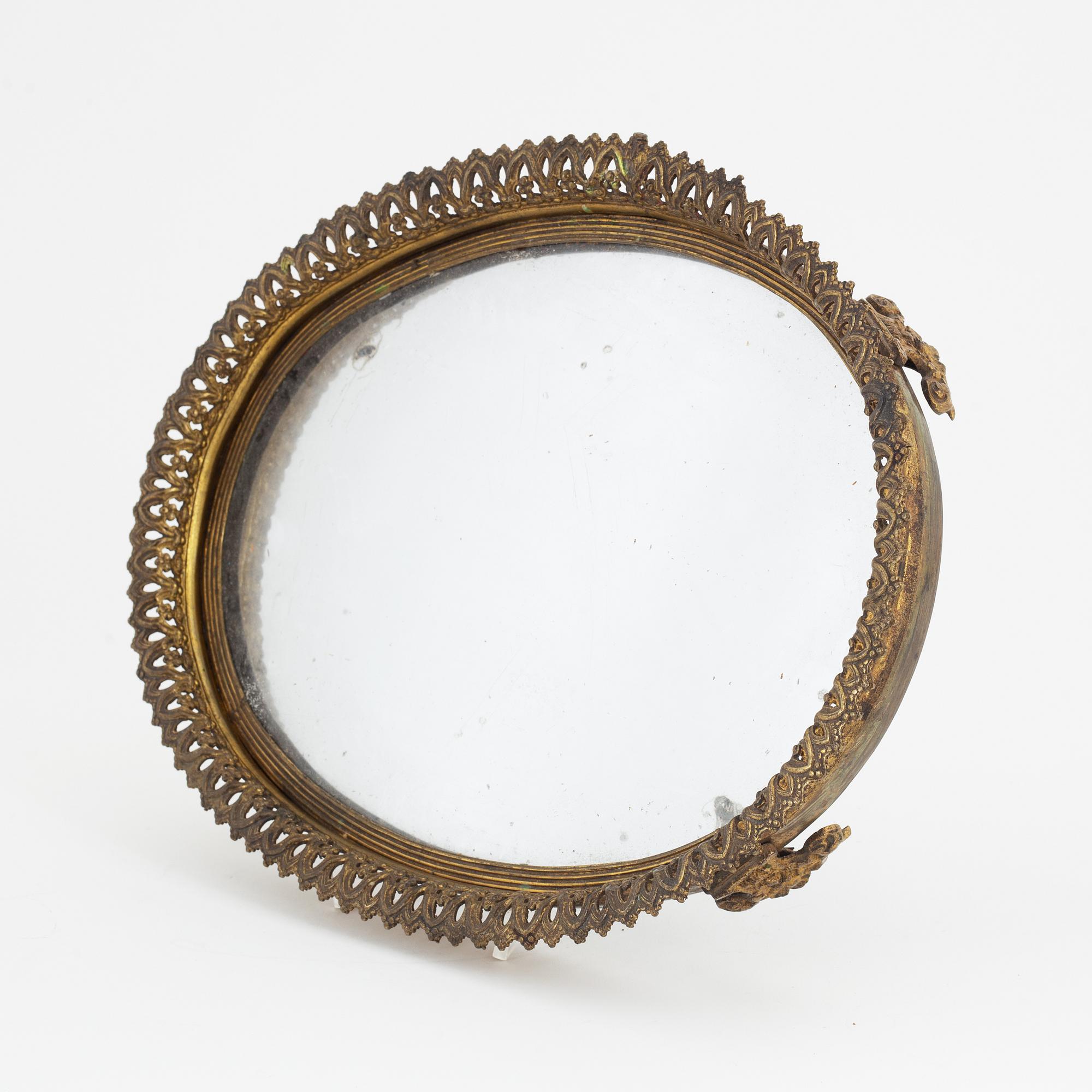 An late Empire gilt brass mirrored plateau, mid part of the 19th Century.