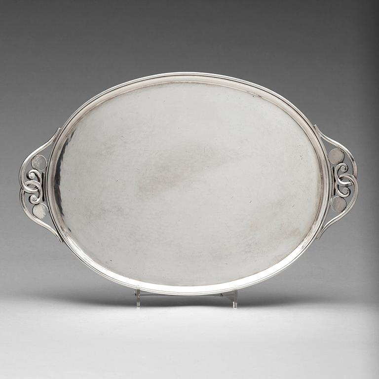 Johan Rohde, a sterling silver tray, Georg Jensen, Copenhagen 1925-32, design nr 321D,