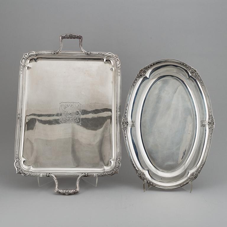 A French 20th century silver 950/1000 service, marked EC, Paris.