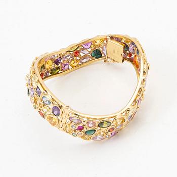 Armring, 18K gold with coloured gemstones, Italy.