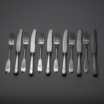 BESTICK, 6+6 st, silver, "Helsingfors" Kultakeskus, Tavastehus 1957-1960. Tot. vikt ca 580 g.