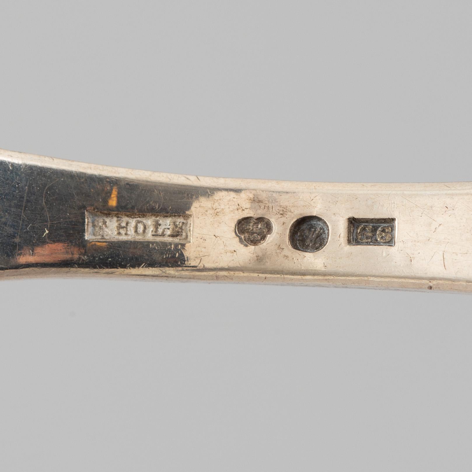 Two silver soup ladles, Sweden 19th Century.
