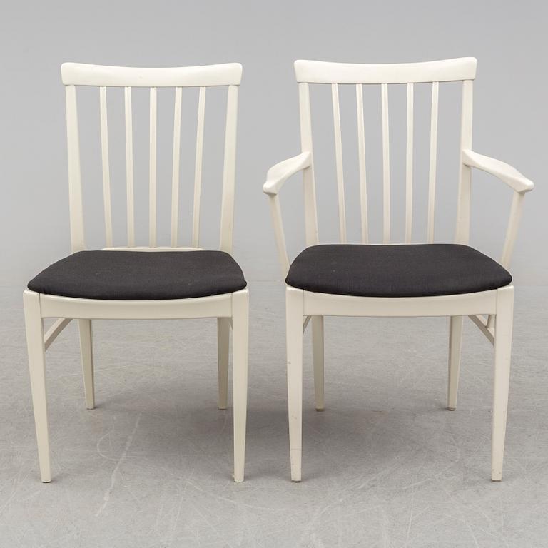 A dining table with six chairs by Carl Malmsten, Bodafors, 1960s.