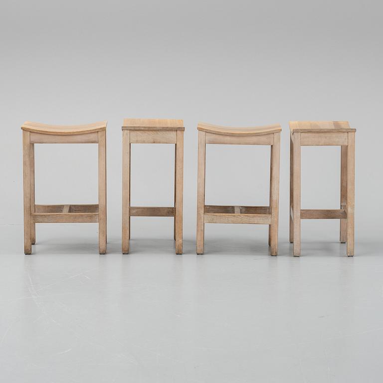 Four oak stools by Jonas Lindvall, 1990's.