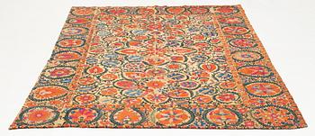 Antikt Suzani broderi, möjligen Bukhara, Uzbekistan, ca 241 x 164 cm.