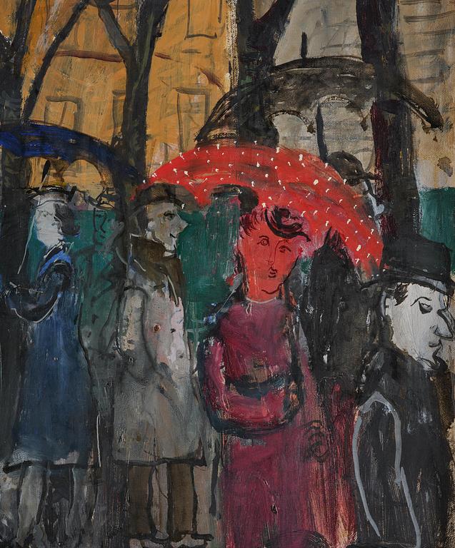 Olle Olsson-Hagalund, "Hamngatan i regnväder".