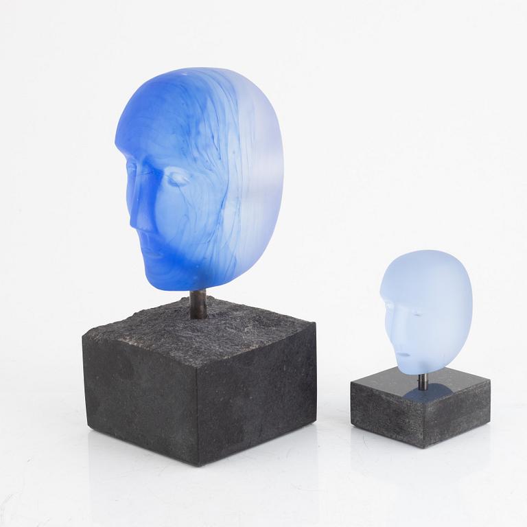 Bertil Vallien, two glass sculptures, Kosta Boda.