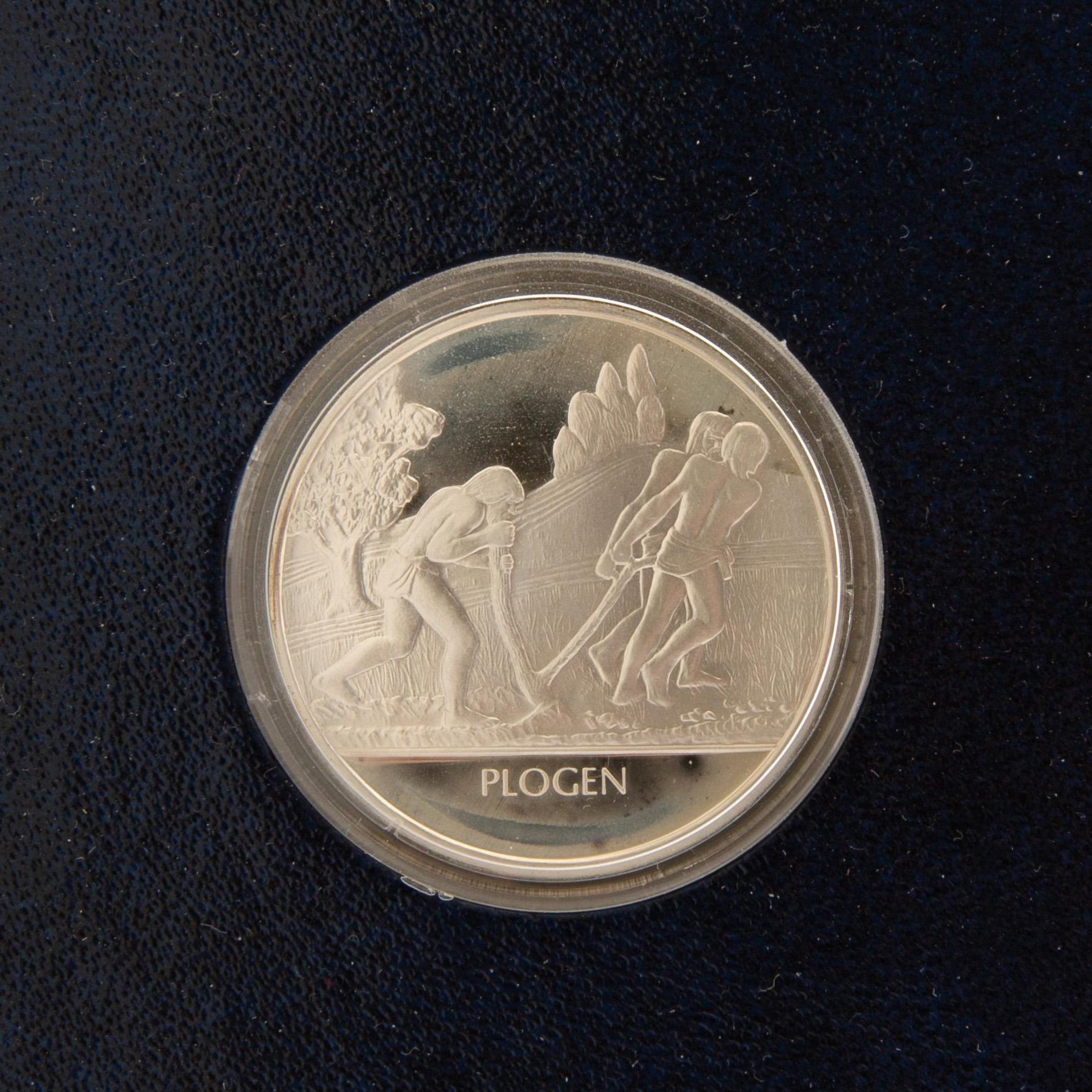 Minnesmyntsamling, 100 st, sterlingsilver, "Mänsklighetens 100 största uppfinningar", Franklin Mint.