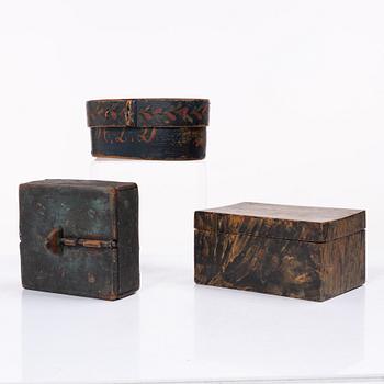 Askar, tre st, allmoge, 1800-tal.