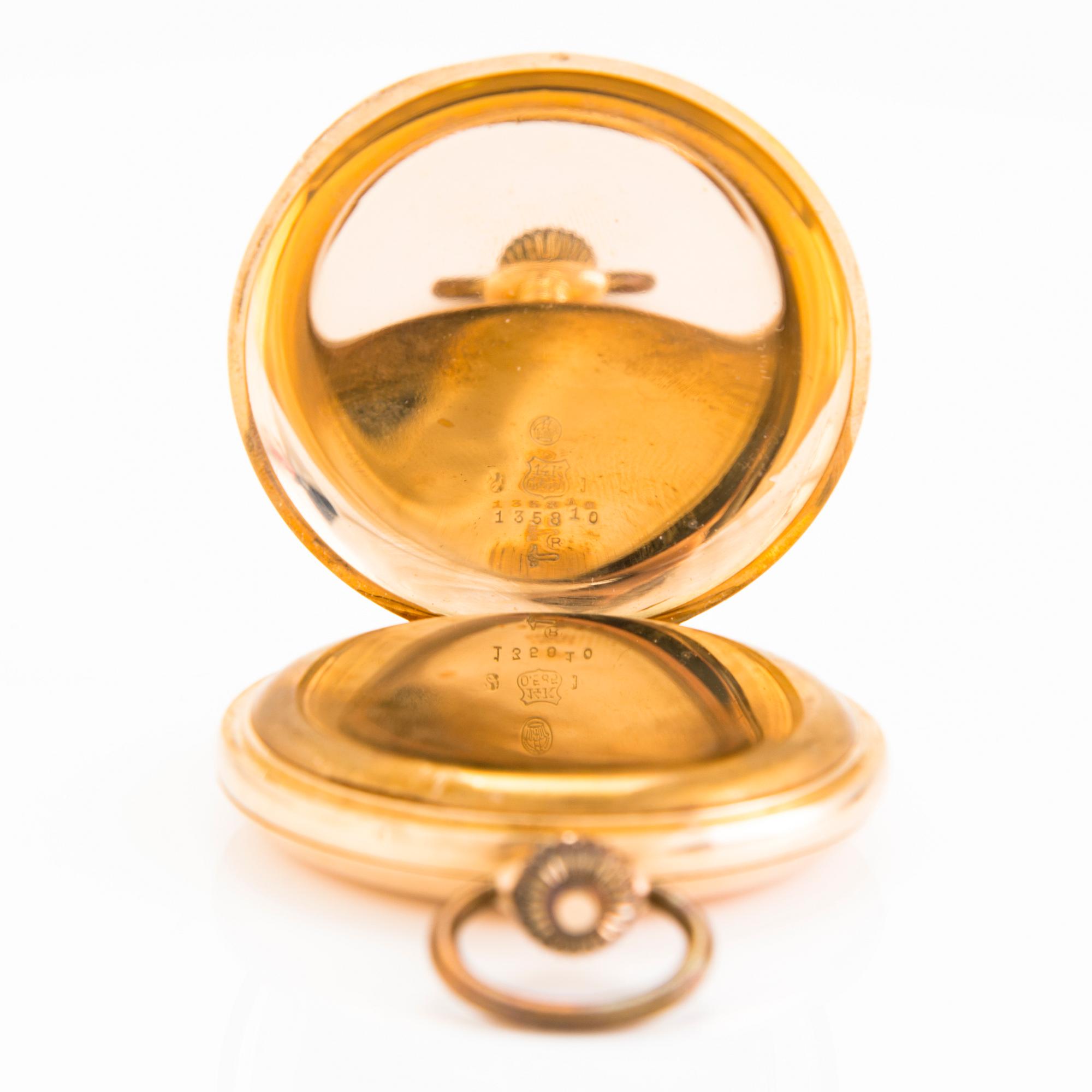 A 14K gold pocket watch, 50 mm.