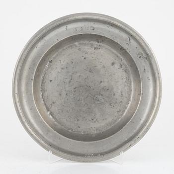 A group of eight Swedish pewter dishes, 18th-20th Century, including Mathias Norling, Jönköping, 1863.