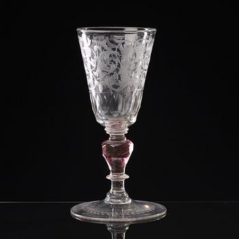 A Bohemian glass goblet, 18th Century.