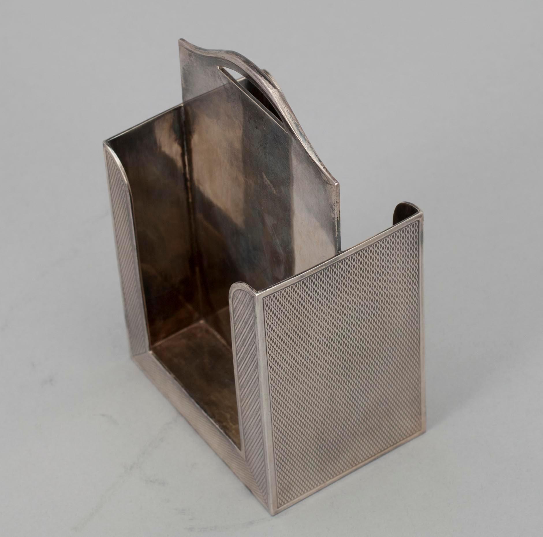 STÄLLNING för SPELKORT, silver 925, Hermès, Paris, 1900-tal. Vikt 208 g.