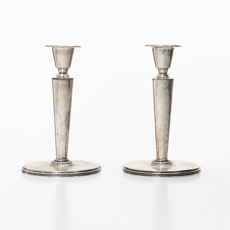 Eric Råström, Candelsticks, a pair, silver, Stockholm 1950.