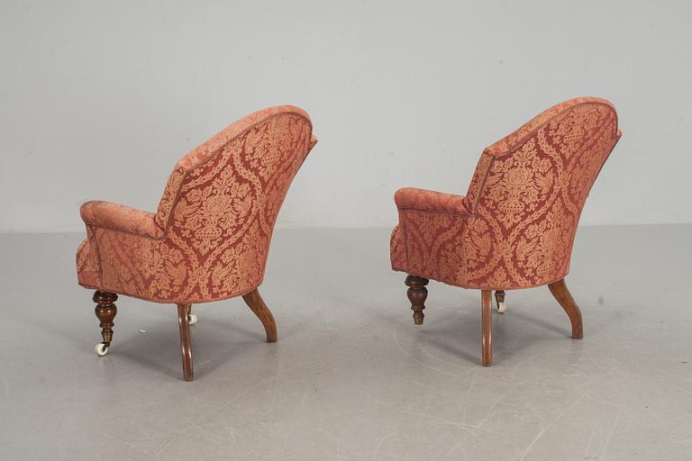 EMMAFÅTÖLJER, 2 st, sent 1800-tal.