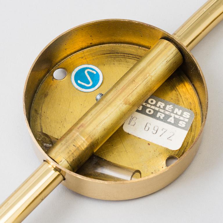 two brass wall lights from Boréns AB, second half of the 20th century.