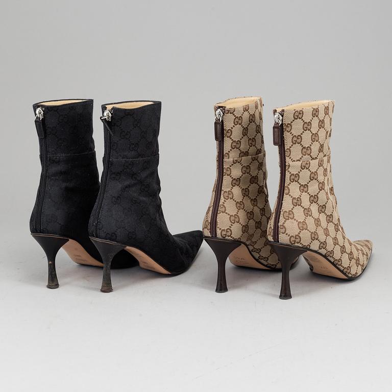 GUCCI, stövletter, två par, italienska storlekar 37 & 37,5.