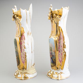 A pair of late 18th century porcelain vases, probably from France.