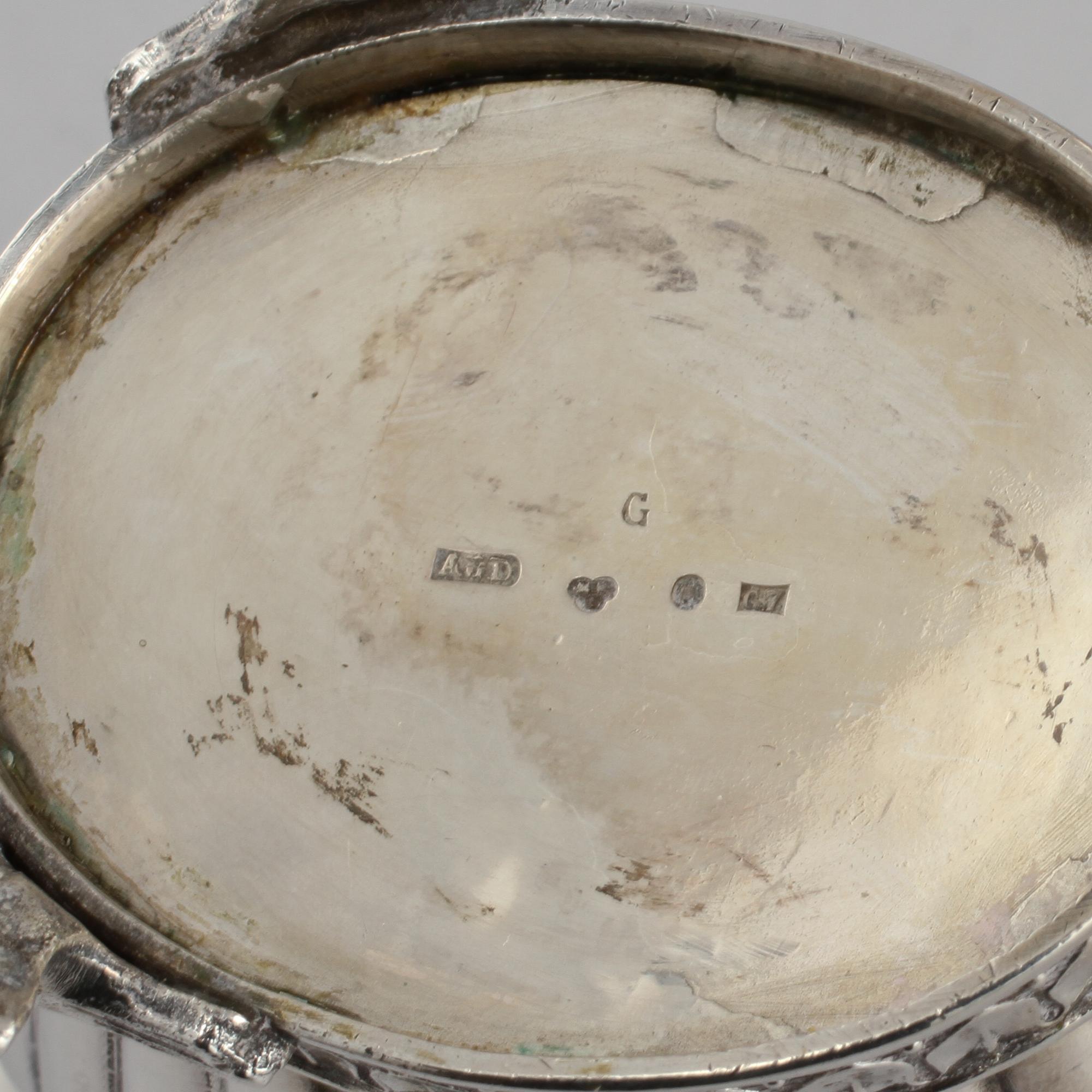 KAFFESERVIS, 3 delar, silver, empirestil, troligen AG Dufva, Stockholm,  1908/1909. Total vikt 935 g.