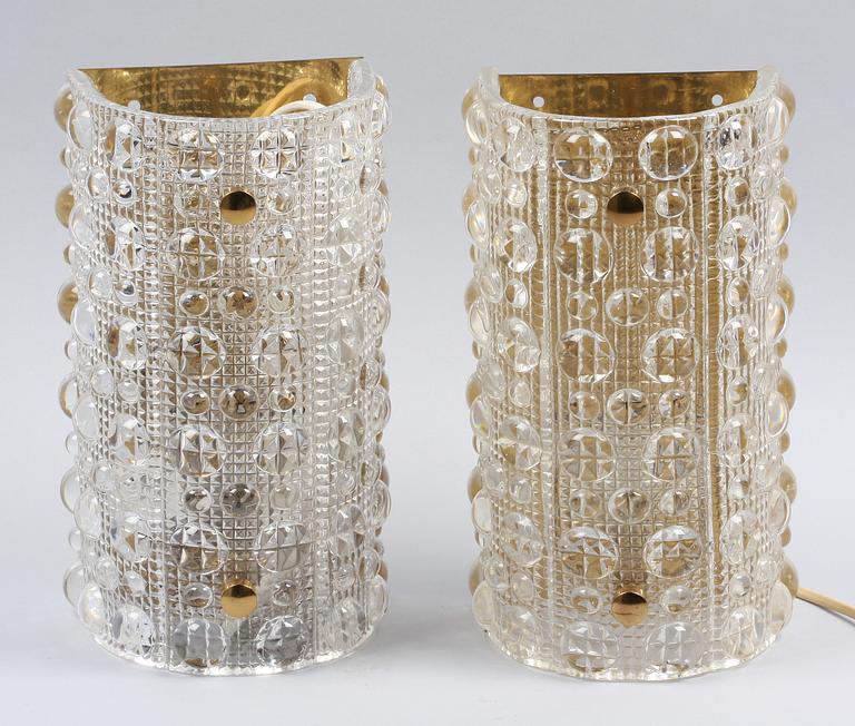 VÄGGBELYSNING, ett par, glas, Orrefors.