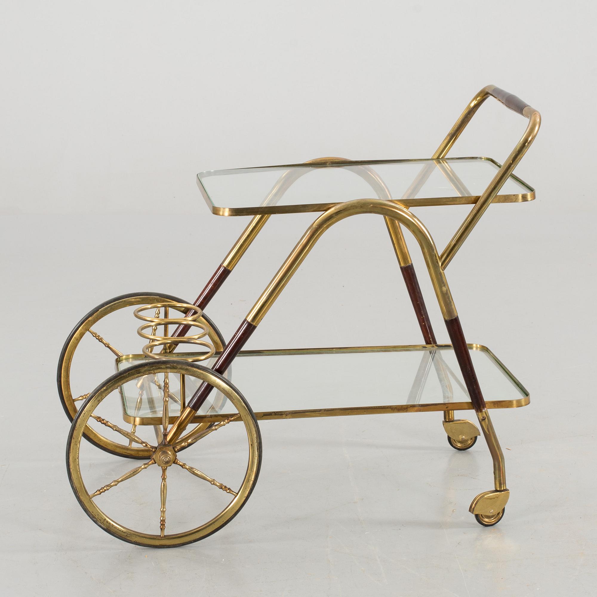 A BRASS SERVING TROLLEY, second half of the 20th century.
