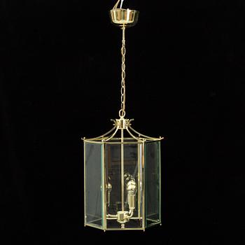 A 20th century brass Bellman-style ceiling lantern.