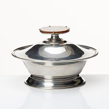 Estrid Ericson, probably, a pewter and agate stone lidded bowl, Svenskt Tenn, Stockholm 1936.